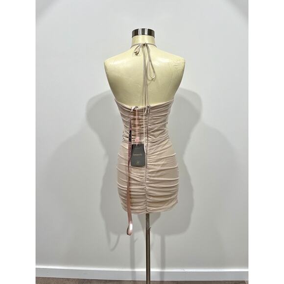 NWT HOUSE OF CB Caterina Floral Cutout Mini Dress in Fog - Picture 15 of 16